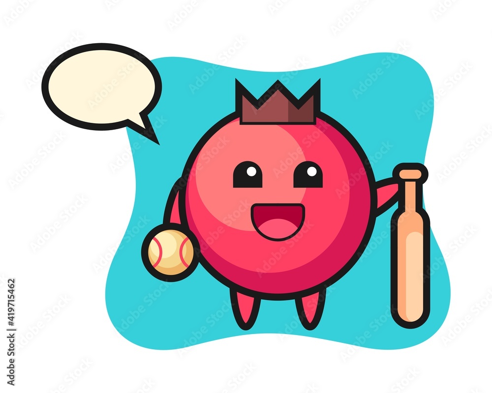 Cartoon character of cranberry as a baseball player Cartoon character of cranberry as a baseball player
