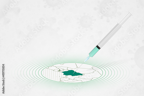 Nigeria vaccination concept, vaccine injection in map of Nigeria. Vaccine and vaccination against coronavirus, COVID-19.