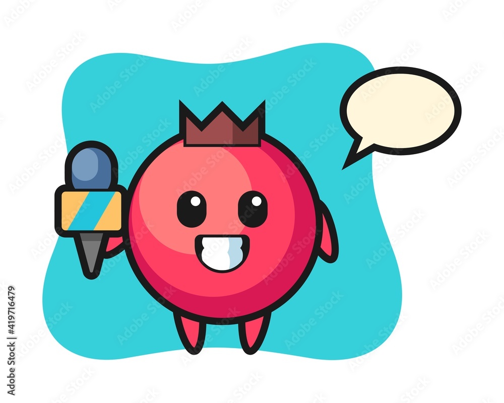 Character mascot of cranberry as a news reporter Character mascot of cranberry as a news reporter
