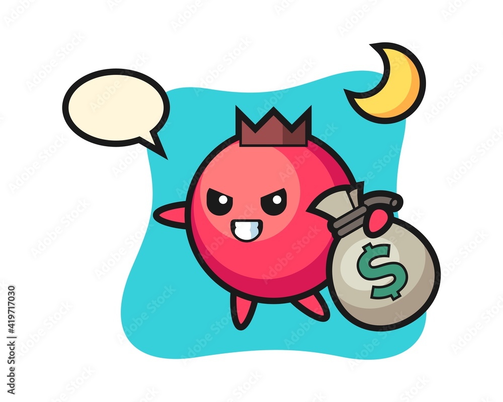 Character cartoon of cranberry is stolen the money Character cartoon of cranberry is stolen the money