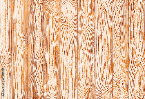 Vector realistic wood panel texture for backgrounds or design. Rustic pine grain pattern wallpaper. Table top view. EPS10.