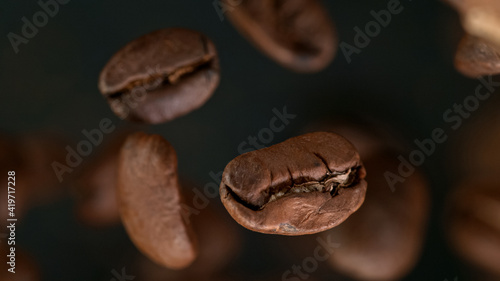 Falling Roasted Coffee Bean...