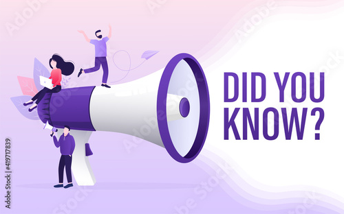 Cartoon web banner with did you know people for marketing design. Vector character illustration. Web banner.