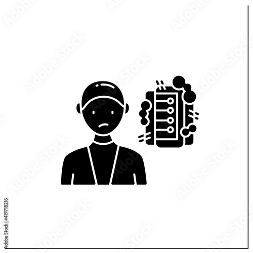 Information pollution glyph icon. Contamination space supply with irrelevant, redundant, and low-value info.Information overload concept.Filled flat sign. Isolated silhouette vector illustration