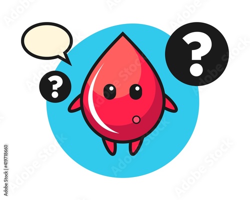Cartoon illustration of blood drop with the question mark