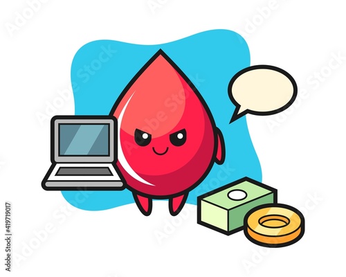 Mascot illustration of blood drop as a hacker