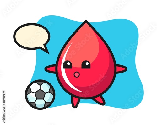 Illustration of blood drop cartoon is playing soccer