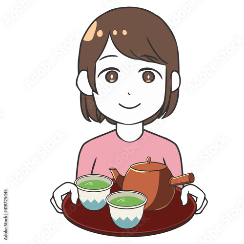 お茶出し　女性