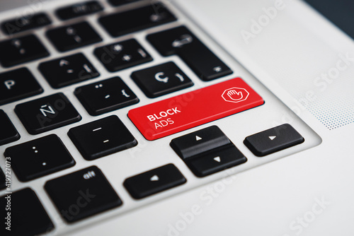 block ads key on laptop black keyboard