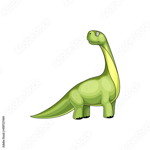 Brontosaurus excelsus big dino kids toy isolated prehistoric animal. Vector Brontosaurus yahnahpin or parvus, big thunder lizard. Green huge dino with long neck, plastic camarasaurus toy, cool reptile