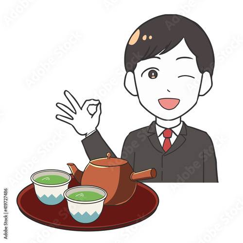 会社のお茶出しマナー　オッケーサイン　男性