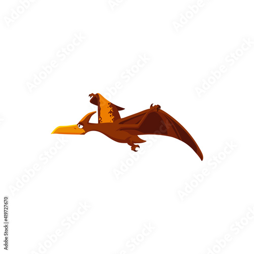 Pterodactylus cartoon dinosaur kids toy in flight isolated cartoon bird animal. Vector pteranodon pterodactyl, ancient pterosaur flying reptile of jurassic period. Extinct pterosaurs prehistoric dino