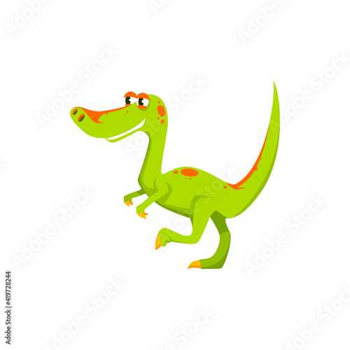 Tyrannosaurus T-rex isolated green cartoon dinosaur. Vector dino T-rex, theropod extinct animal, coelurosaurian theropod dinosaur. Tyrannosaurids, tyrant lizards, Parasaurolophus, Tyrannosauridae © Buch&Bee