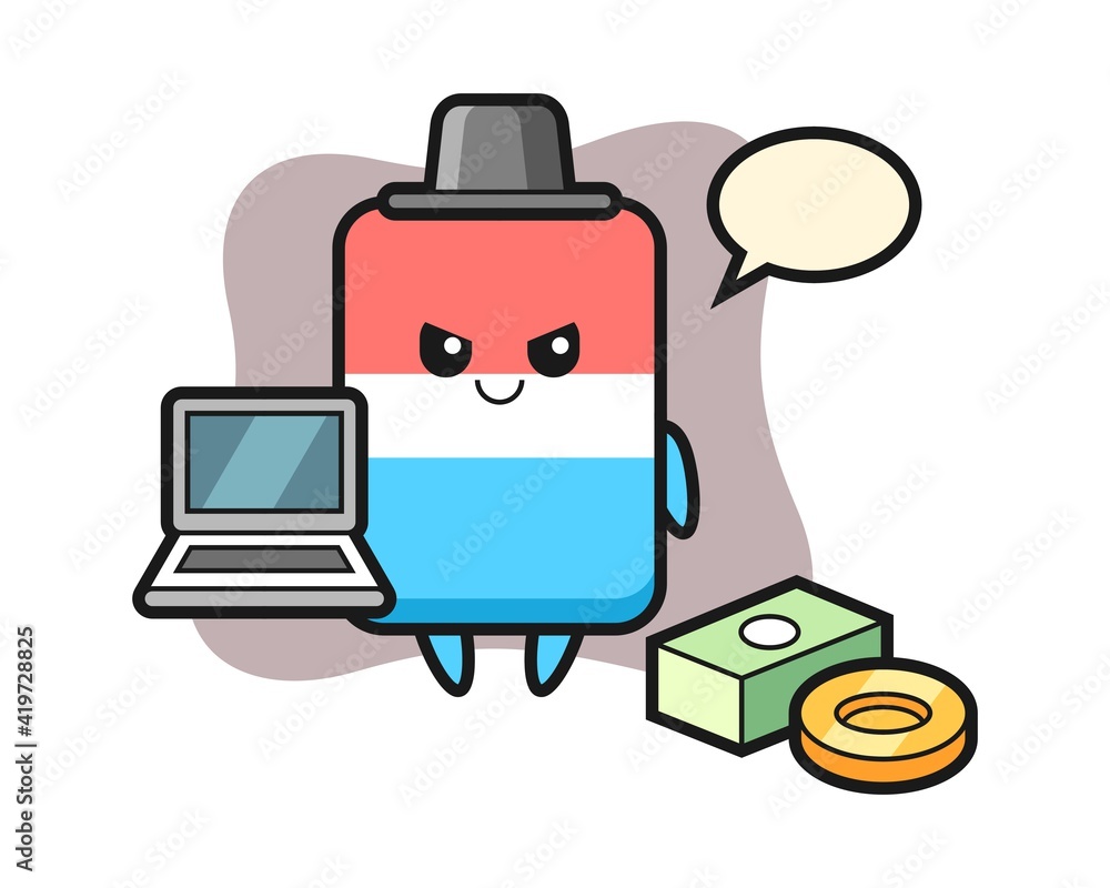Mascot illustration of eraser as a hacker