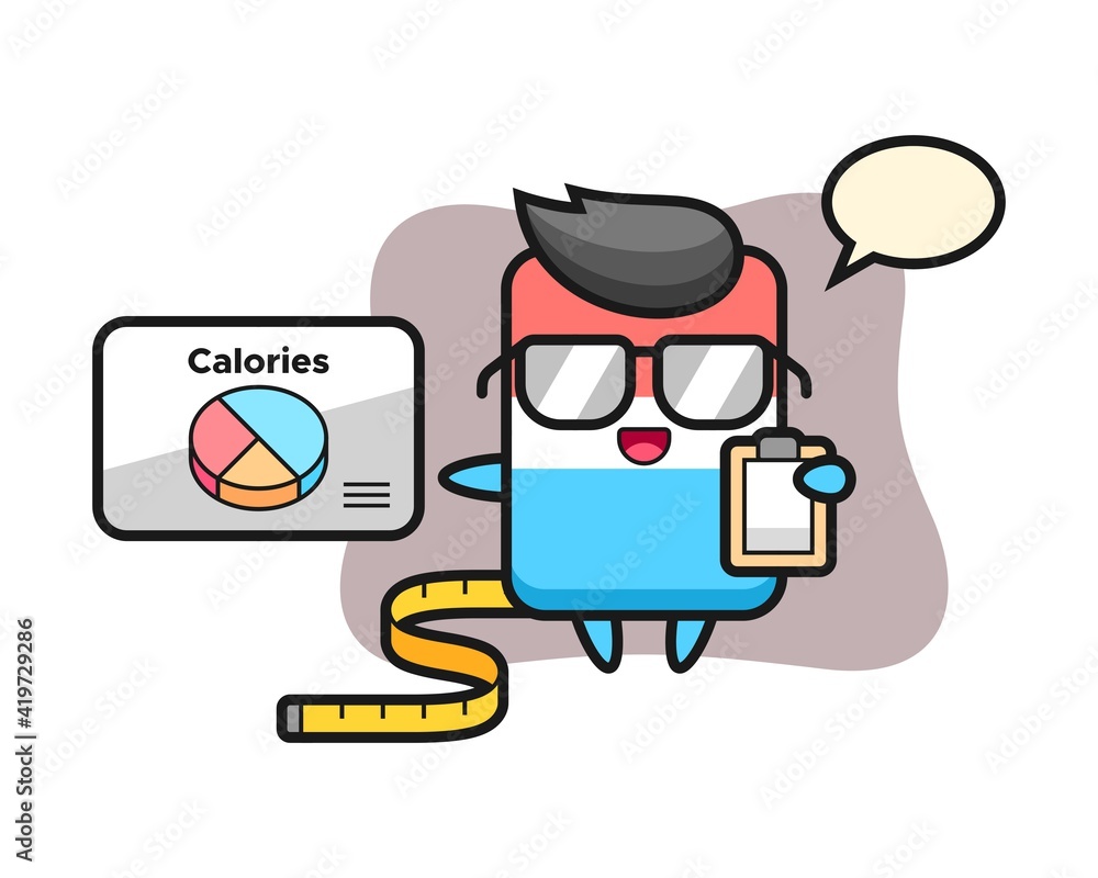 Illustration of eraser mascot as a dietitian Illustration of eraser mascot as a dietitian