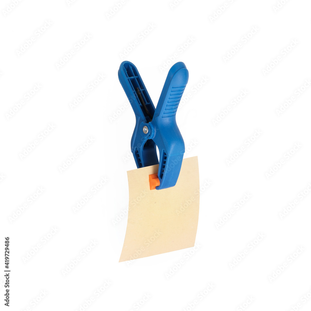 Plastic clamp for connecting any parts isolated on a white background Plastic clamp for connecting any parts isolated on a white background
