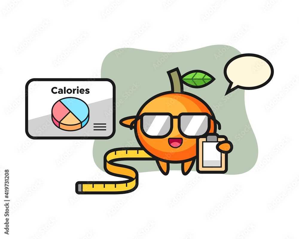 Illustration of mandarin orange mascot as a dietitian