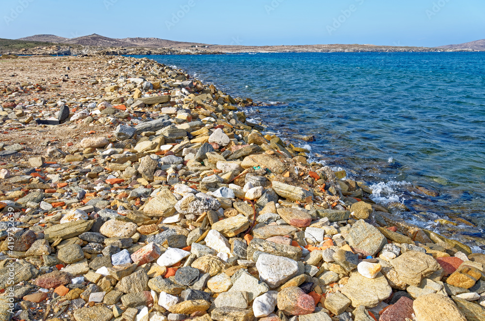 Stony beach in Delos island - Greece Stony beach in Delos island - Greece