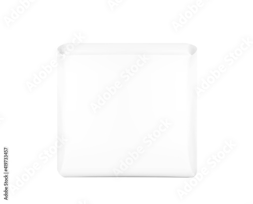 High realistic package bag with seam mockup. Front view. Vector illustration isolated on white background. Easy to use for presentation your product, design. EPS10.	