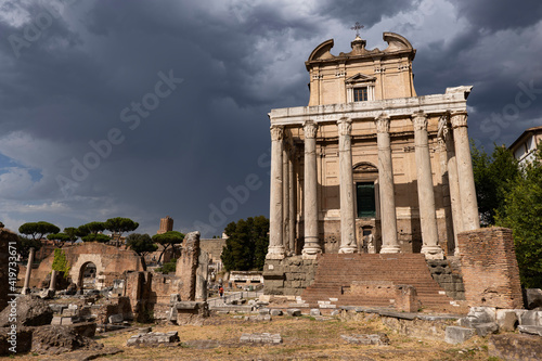 Rome, Italy, Roman Forum, Temple of Antoninus and Faustina and San Lorenzo in Miranda Church