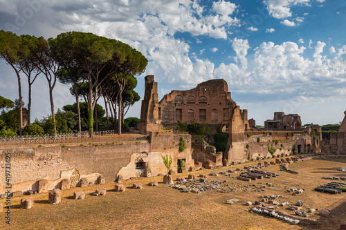 Italy, Rome, Palatine Hill, Hippodrome of Domitian or Stadio Palatino, ancient Roman stadium photo