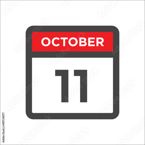 October 11 calendar icon with day of month