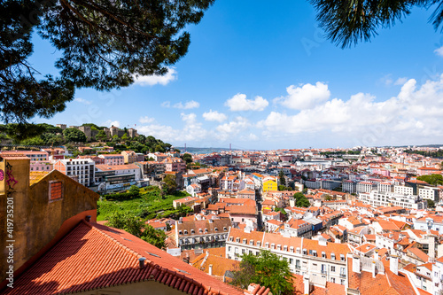 Portugal, Lisbon, Cityscape witth So Jorge Castle from Miradouro da Graca photo
