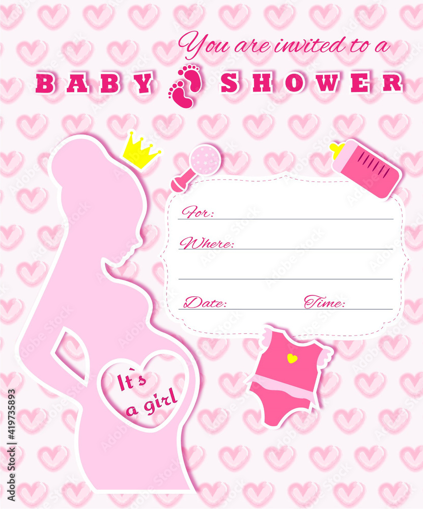 Baby shower girl invitation. 