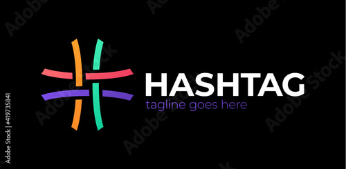 Hash tag simple origami paper icon. Logo material design. hashtag logo design vector icon