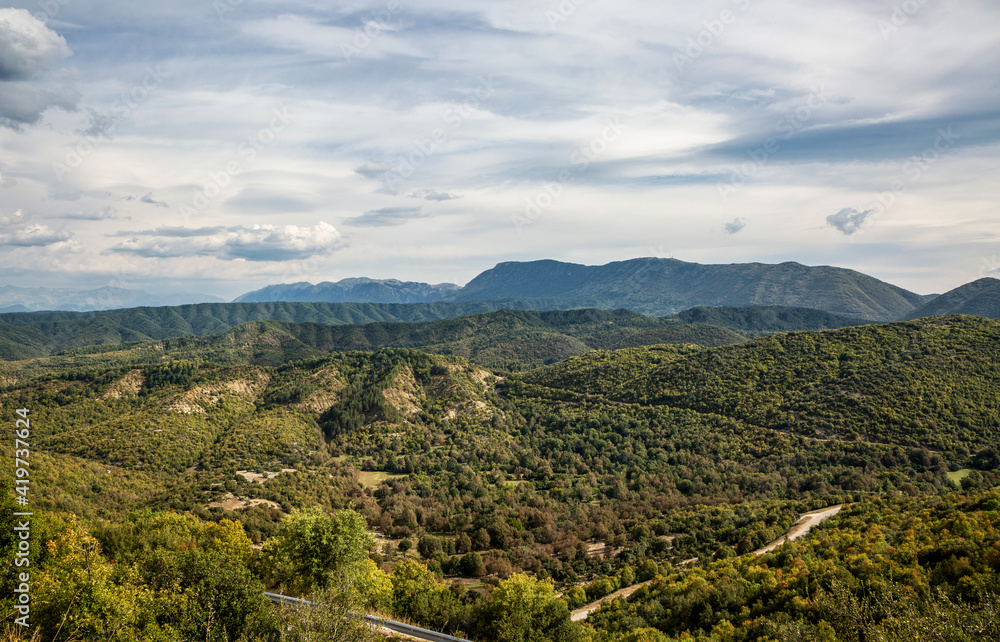 Greece, Epirus, Zagori, Pindos Mountains, Vikos National Park, View of mountains and valley Greece, Epirus, Zagori, Pindos Mountains, Vikos National Park, View of mountains and valley