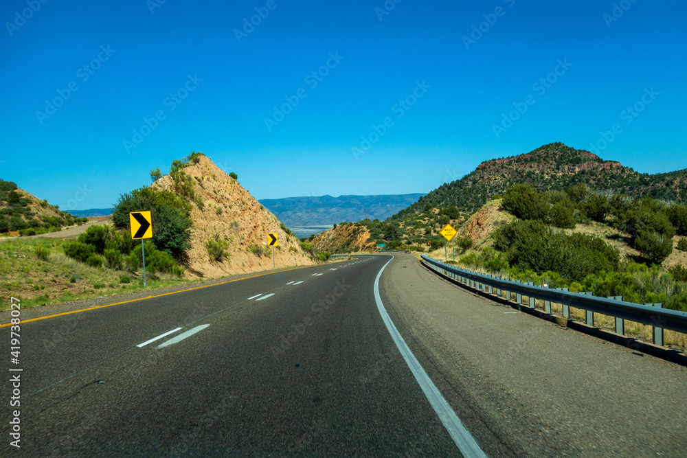 USA, Arizona, Sedona, Highway into mountains USA, Arizona, Sedona, Highway into mountains