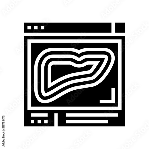 liver radiology scanning glyph icon vector. liver radiology scanning sign. isolated contour symbol black illustration