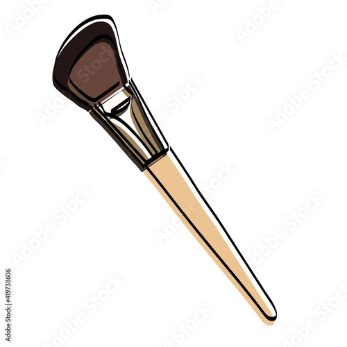 Blush brush silhouette. Makeup accessory. Vector illustration.