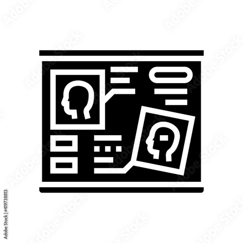 human head researching radiology cadre glyph icon vector. human head researching radiology cadre sign. isolated contour symbol black illustration