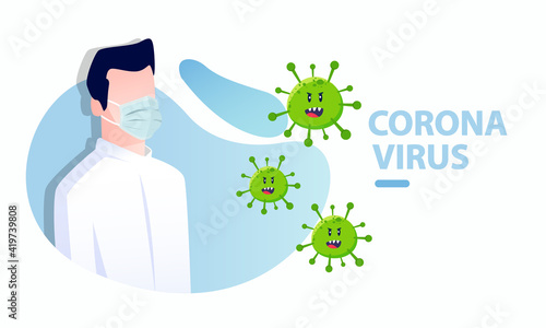 vector illustration novel coronavirus 2019-nCoV. wuhan virus china. people wearing face mask. corona virus quarantine. coronavirus outbreak concept. coronavirus attack concept. people defend virus.