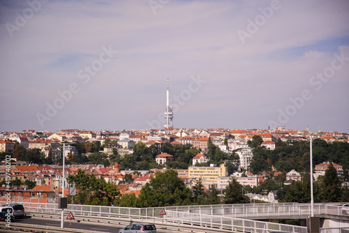 Cityscape and TV tower in Prague, Czech republic