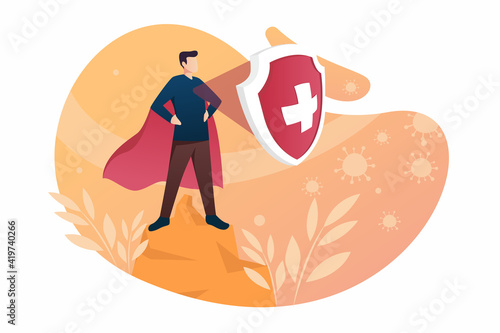 Protect from Coronavirus. protect from covid-19 virus or coronavirus concept. fight the virus. defend from virus. avoiding corona viruses - Vector illustration