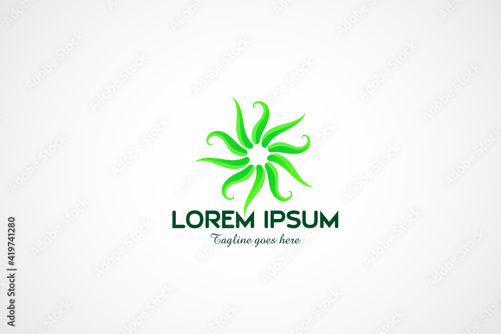 Abstract and modern green symmetrical shapes logo. Usable for business and technology logos. Simple and modern vector logo design template element. Abstract and modern green symmetrical shapes logo. Usable for business and technology logos. Simple and modern vector logo design template element.