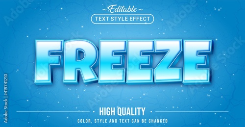Editable text style effect - Blue Freeze text style theme.