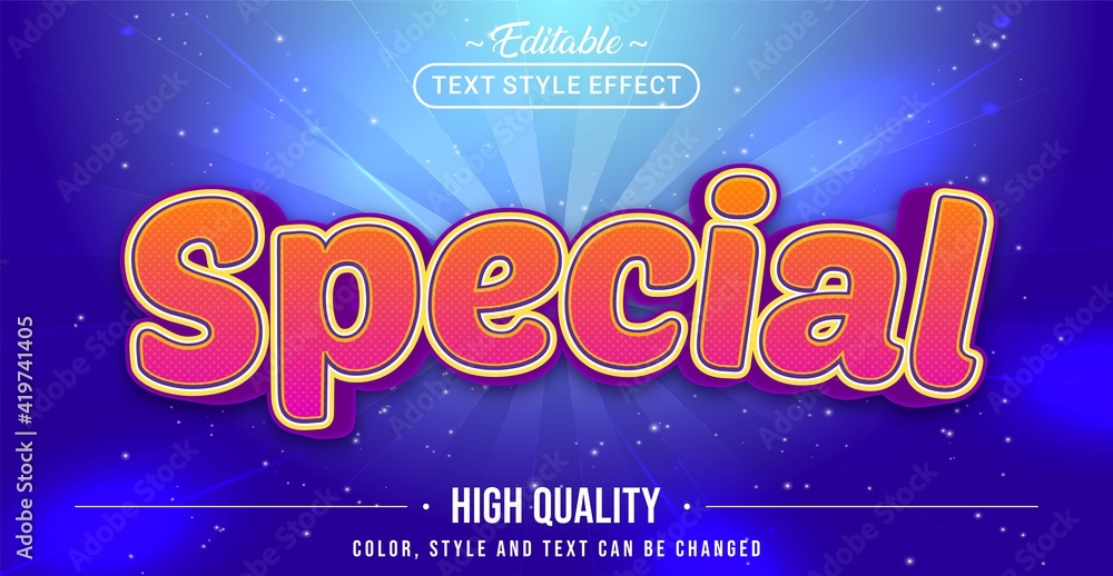 Editable text style effect - Special text style theme.