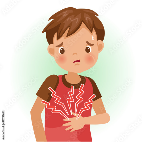 boy stomach ache kid is sick feeling bad