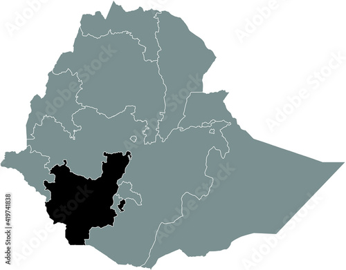 Black highlighted location map of the Ethiopian Southern Nations  Nationalities  and Peoples  Region  SNNPR  inside gray map of the Federal Democratic Republic of Ethiopia