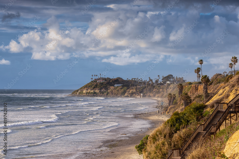 Looking north at Swamis Point in Encinitas.