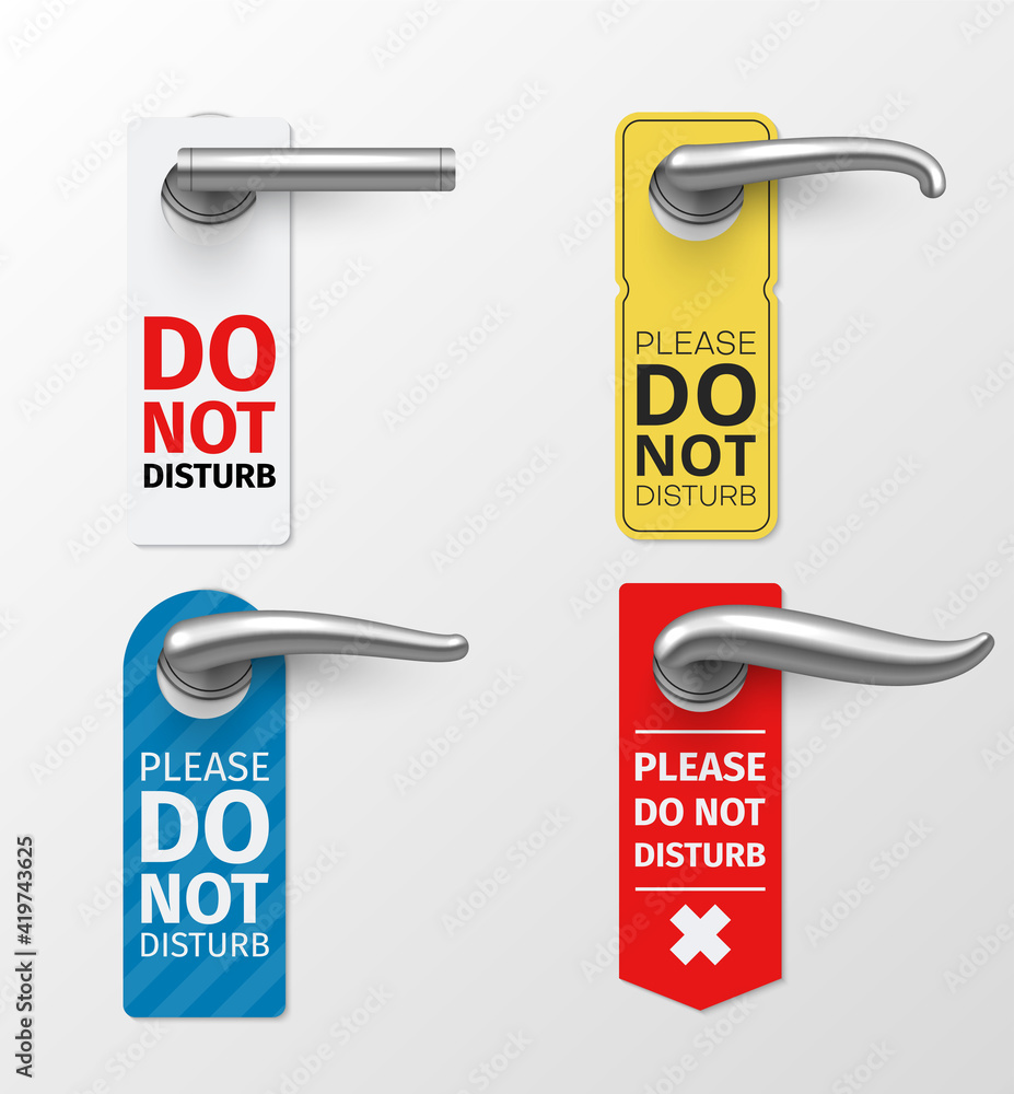 Door knob hanger sign different design set. Do not disturb please