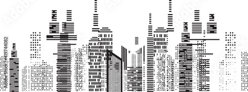 Stylized skyline. Cityscape template. Cityscape line vector.