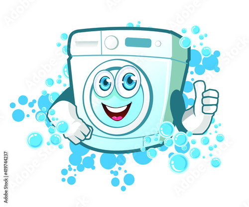 washing machine mascot cartoon in vector