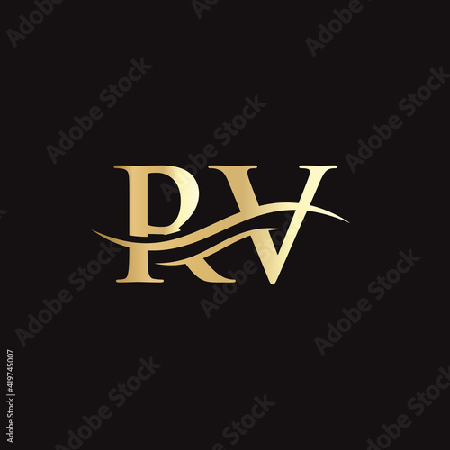 Modern RV Logo Design for business and company identity. Creative RV letter with luxury concept.