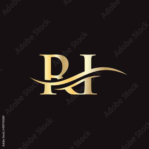 RI Linked Logo for business and company identity. Creative Letter RI Logo Vector