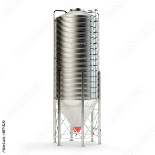 Steel grain silo isolated on white  3d illustration