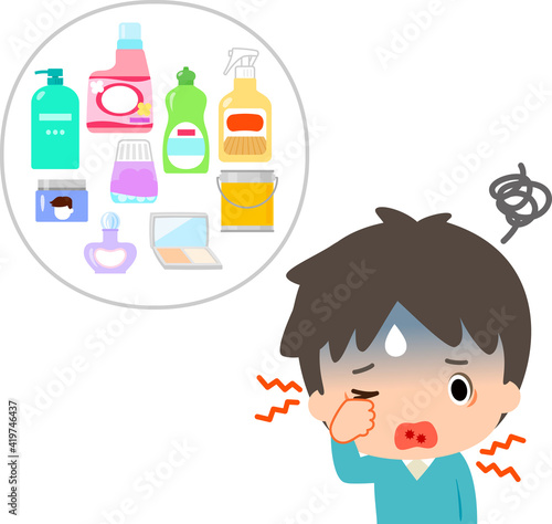 化学物質過敏症の男性と原因となる日用品